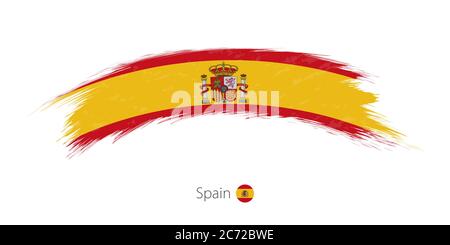 Flag of Spain in rounded grunge brush stroke. Vector illustration. Stock Vector
