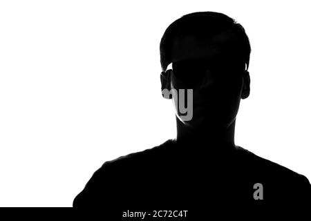 Portrait of a young man in front view - silhouette Stock Photo