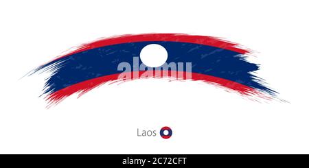 Flag of Laos in rounded grunge brush stroke. Vector illustration. Stock Vector