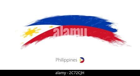 Flag of Philippines in rounded grunge brush stroke. Vector illustration. Stock Vector