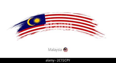 Flag of Malaysia in rounded grunge brush stroke. Vector illustration. Stock Vector