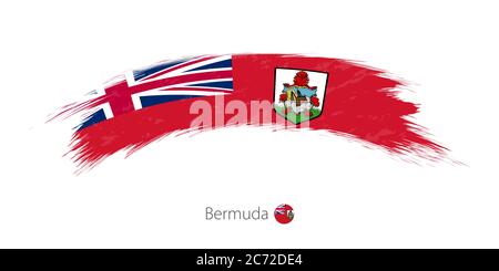 Flag of Bermuda in rounded grunge brush stroke. Vector illustration. Stock Vector