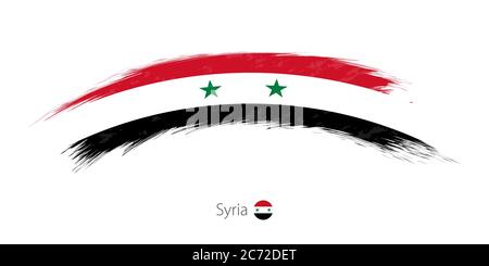 Flag of Syria in rounded grunge brush stroke. Vector illustration. Stock Vector