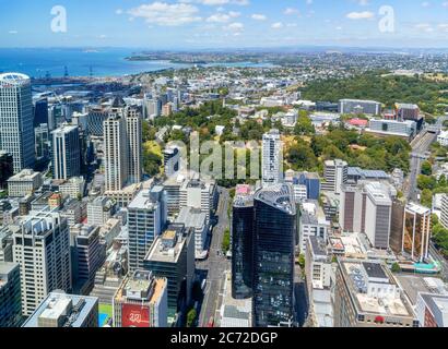 View from the observation deck of the Sky Tower, Auckland, New Zealand Stock Photo