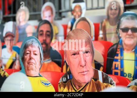 A general view of cardboard cut-out of fans in the stands including Donald Trump before the Sky Bet League One play-off final at Wembley Stadium, London. Stock Photo
