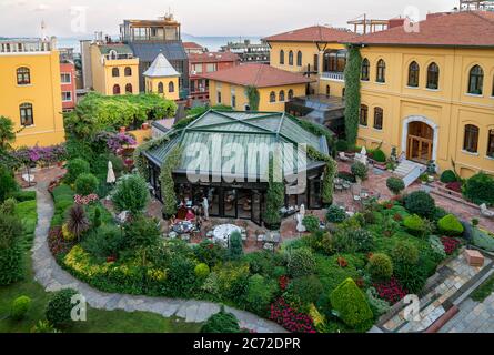 istanbul, Turkey - June 2019: Four Seasons Hotel Sultanahmet garden Stock Photo