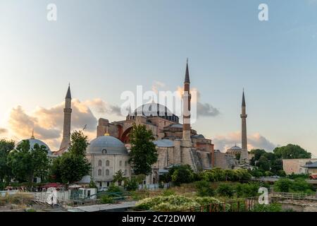 istanbul, Turkey - June 2019: Hagia Sophia Ayasofya Museum in Sultanahmet Square park, istanbul, Turkey Stock Photo