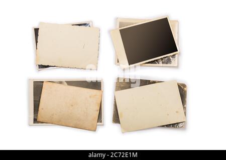 Stack of old photos with clipping path for the inside Stock Photo