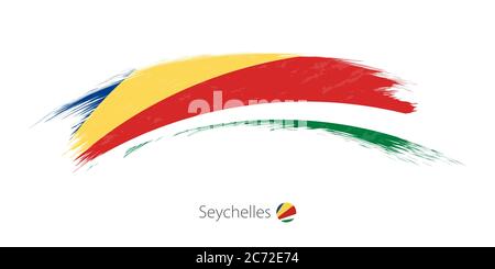 Flag of Seychelles in rounded grunge brush stroke. Vector illustration. Stock Vector