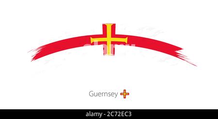 Flag of Guernsey in rounded grunge brush stroke. Vector illustration. Stock Vector