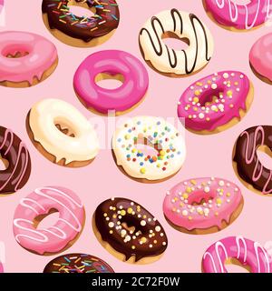 Glazed donuts seamless Stock Vector