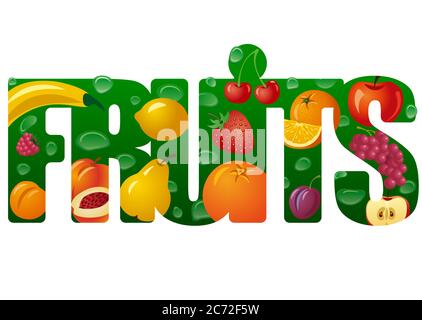 illustration of the signboard with a fruits and berries images Stock Vector