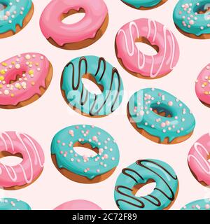 Glazed donuts seamless Stock Vector