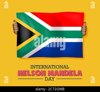 International Nelson Mandela Day, 18th July, African flag, poster, illustration vector Stock Vector