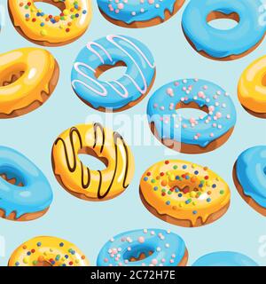 Glazed donuts seamless Stock Vector