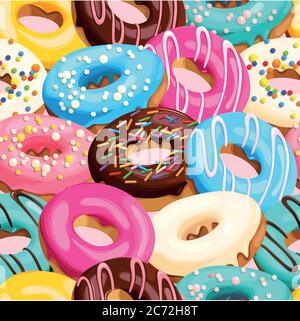 Glazed donuts seamless Stock Vector