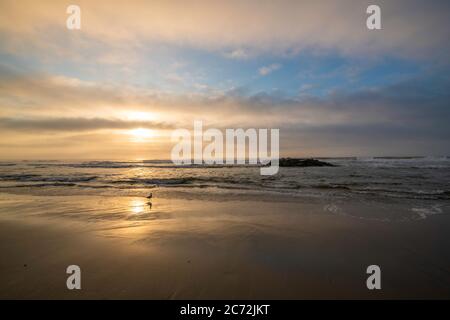 Dramatic sky before the storm at sunrise over Jersey Shore, New Jersey Stock Photo