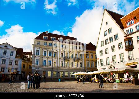 TALLINN, ESTONIA - OCTOBER 20,2017 - Building in the old town, famous landmarks Stock Photo