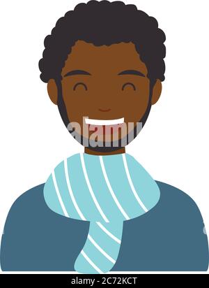 Man afro profile smiling cartoon round icon vector illustration graphic ...