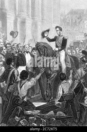 LOUIS PHILIPPE I (1773-1850) enters Paris July 1830 after the July Revolution. Stock Photo