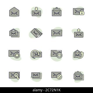 Mail icon set Stock Vector