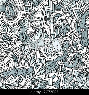 Cartoon hand-drawn doodles Vehicle theme Stock Vector