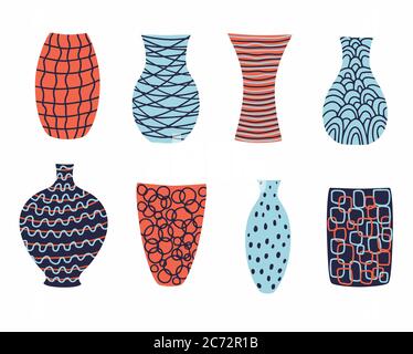 collection of lovely modern colorful vases for your design Stock Vector