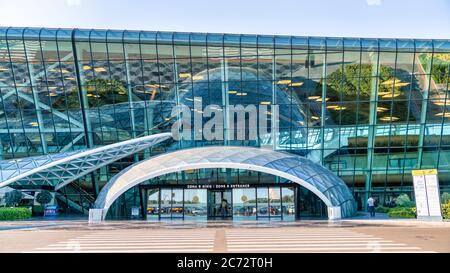 Baku, Azerbaijan - July 2019: Baku Heydar Aliyev Airport main entrance door, Azerbaijan Stock Photo