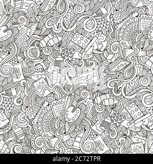 Cartoon vector art and craft seamless pattern Stock Vector