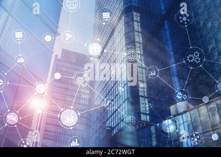 Smart City and Wireless Communication Network. Stock Photo