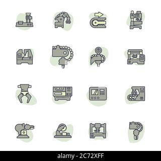Machine tool icons set Stock Vector