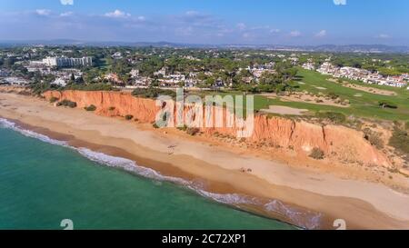 Aerial Golf Park Vale de Lobo, Vilamoura, Portugal. Great place to relax with views of the beach, ocean. Stock Photo