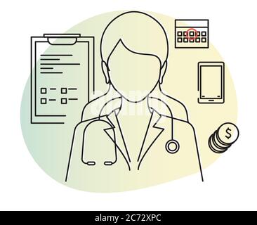 Doctors - Telemedicine Solution - Icon  as EPS 10 File Stock Vector