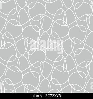 tangled lines seamless vector pattern on grey Stock Vector