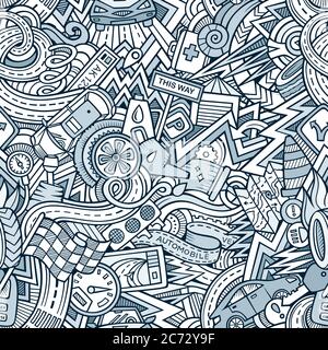 Cartoon hand-drawn doodles Vehicle theme Stock Vector