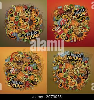 Autumn cartoon vector hand drawn doodle illustration Stock Vector