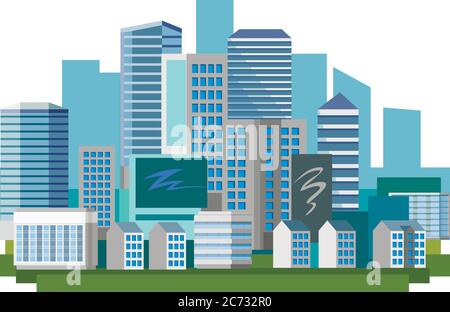 Modern cityscape vector illustration isolated on a white background ...