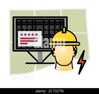 Solar PV Panels - Installation Service Provider - Icon  as EPS 10 File Stock Vector