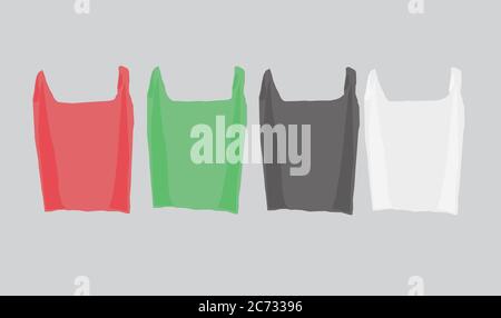 Plastic bags on grey background. Plastic bags are one of the problem for the environment Stock Vector