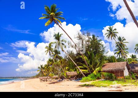 Exotic tropical hollidays - tranquil beautiful beaches of Sri Lanka island. Tangalle on south Stock Photo