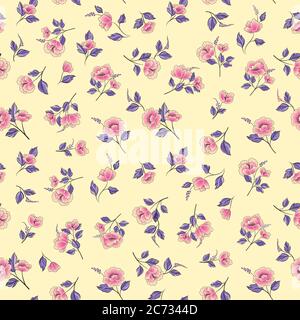 Floral seamless pattern. Flowers with leaves ornamental background. Flourish nature garden texture Stock Vector