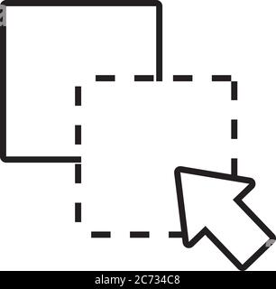 icon of Square selection and cursor over white background, silhouette ...