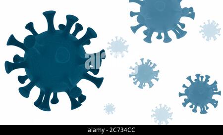 Group of virus cells. 3D illustration of Coronavirus cells isolated on white background Stock Photo
