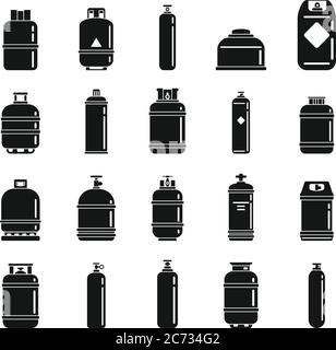 Gas cylinders bottle icons set. Simple set of gas cylinders bottle vector icons for web design on white background Stock Vector