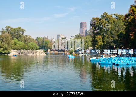 Lake at Chapultepec Park in Mexico City Stock Photo