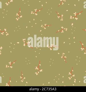 branches with leaves seamless vector pattern Stock Vector