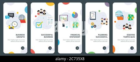 Set of concept flat design icons for business, growth, investment, financial, planning.  UX, UI vector template kit for web design, applications, mobi Stock Vector