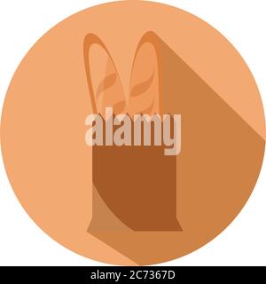 Healthy baguettes bread in paper bag Stock Vector Image & Art - Alamy