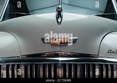 HAVANA, CUBA - CIRCA JANUARY 2020: Detail of old  Chevrolet DeSoto classic car in Havana. Stock Photo