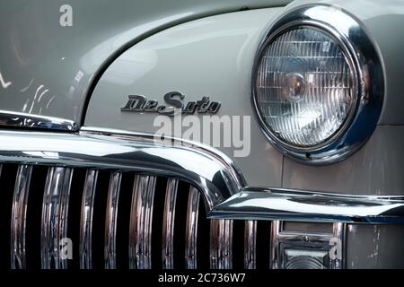 HAVANA, CUBA - CIRCA JANUARY 2020: Detail of old  Chevrolet DeSoto classic car in Havana. Stock Photo